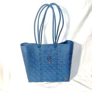 Lola's Bag Blue Woven Tote - EUC